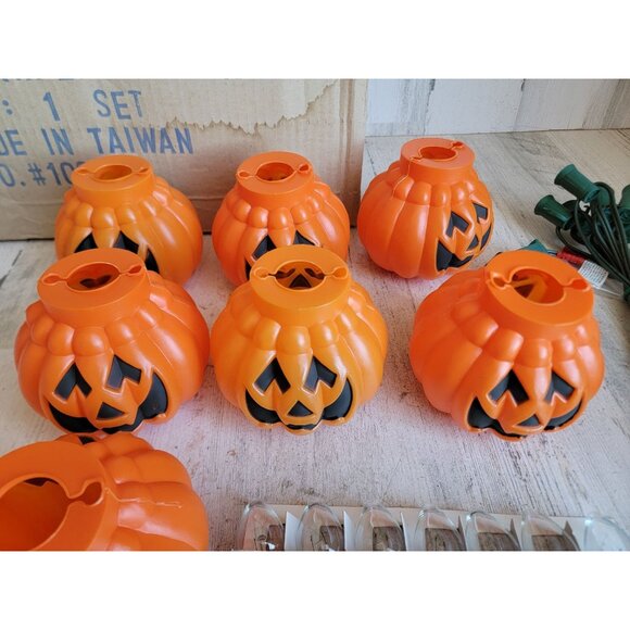Lillian Vernon outdoor pumpkin light set Halloween Jack O'Lantern decor vintage - Picture 5 of 10